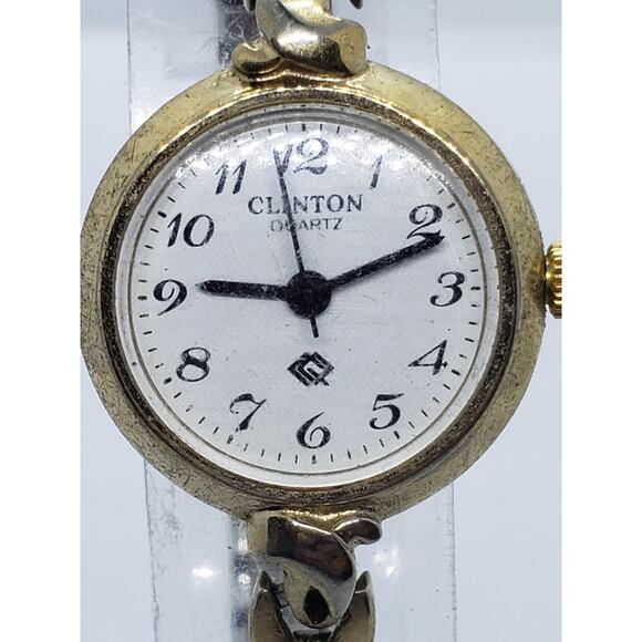Clinton women's watch. Classic round white face decorative buckles on band - Picture 1 of 8
